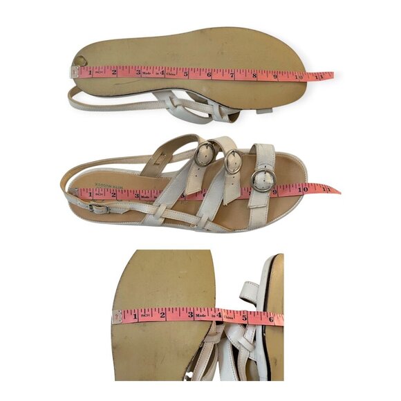 Vintage 1950s Buskens Leather Strappy Sandals White Buckle Gladiator Style 8.5N - Picture 9 of 10